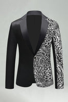 Laden Sie das Bild in den Galerie-Viewer, Schwarzer Goldener Pailletten Blazer für Herrenabschlussball mit goldener Notching