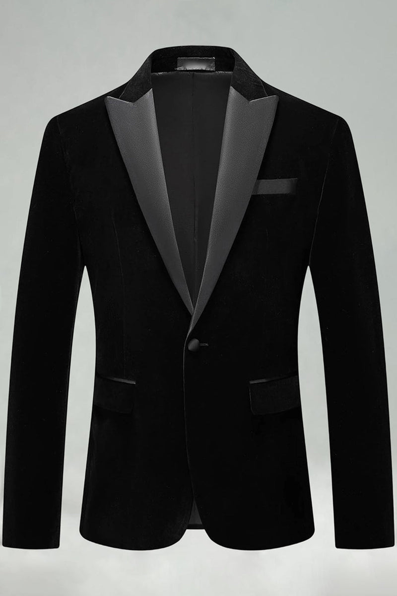 Laden Sie das Bild in den Galerie-Viewer, Schwarzer Samt Revers Blazer