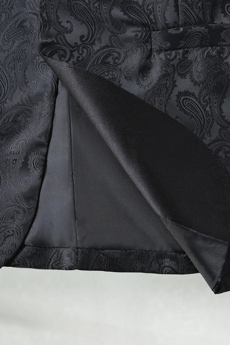 Laden Sie das Bild in den Galerie-Viewer, Schwarzer Schal mit Revers und Einzelschnalle Herren Abschlussball-Blazer