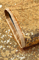 Laden Sie das Bild in den Galerie-Viewer, Glitzernder Goldener Schal mit Revers und Einzelschnalle Herren Abschlussball-Blazer