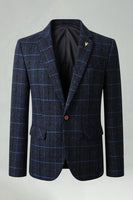 Laden Sie das Bild in den Galerie-Viewer, Karierter Revers Marine Herren Ball Blazer