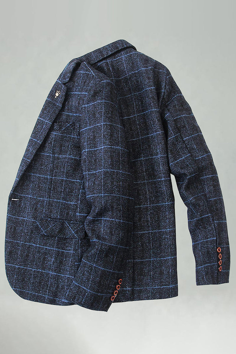 Laden Sie das Bild in den Galerie-Viewer, Karierter Revers Marine Herren Ball Blazer