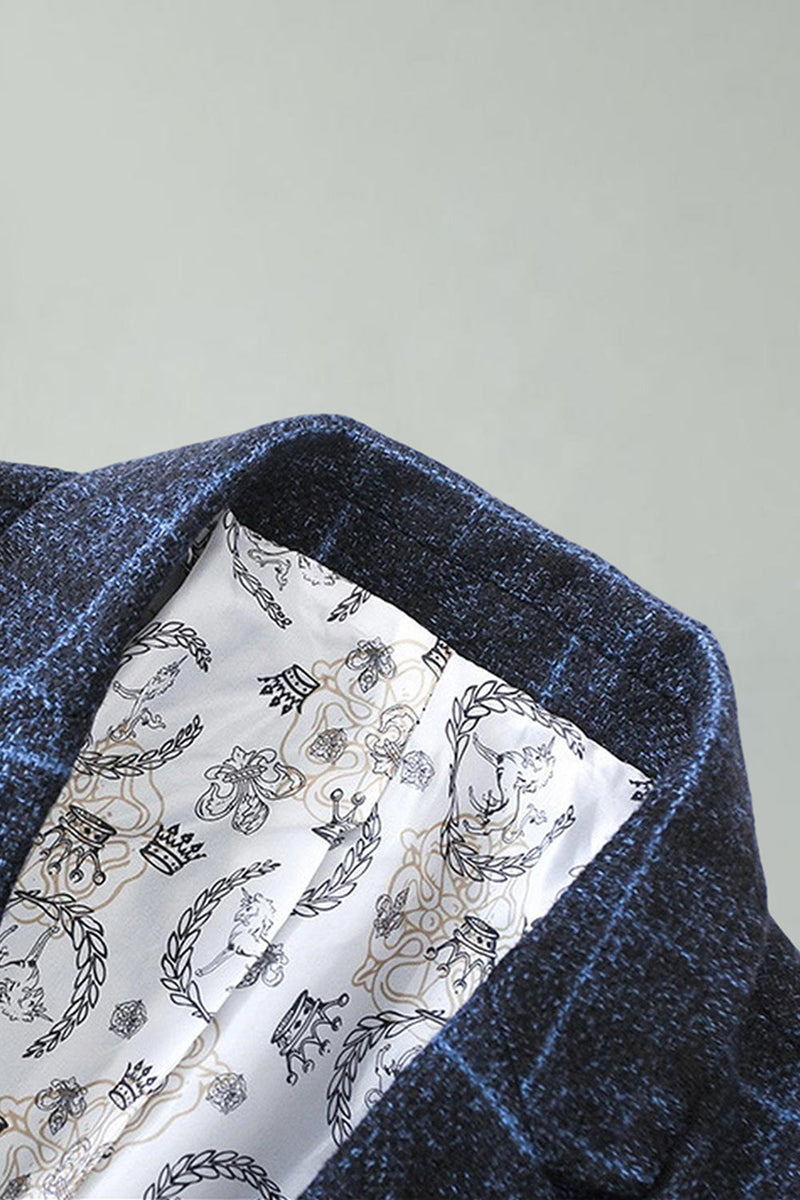 Laden Sie das Bild in den Galerie-Viewer, Karierter Revers Marine Herren Ball Blazer