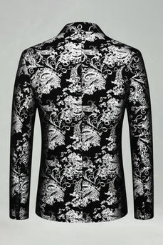 Silberner Jacquard Herrenabschlussball-Blazer mit geschnittenem Revers