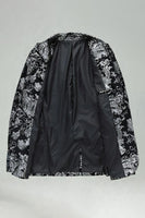 Laden Sie das Bild in den Galerie-Viewer, Silberner Jacquard Herrenabschlussball-Blazer mit geschnittenem Revers