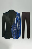 Laden Sie das Bild in den Galerie-Viewer, Glitzernde Goldene Revers 2-teilige Herrenabschlussballanzüge