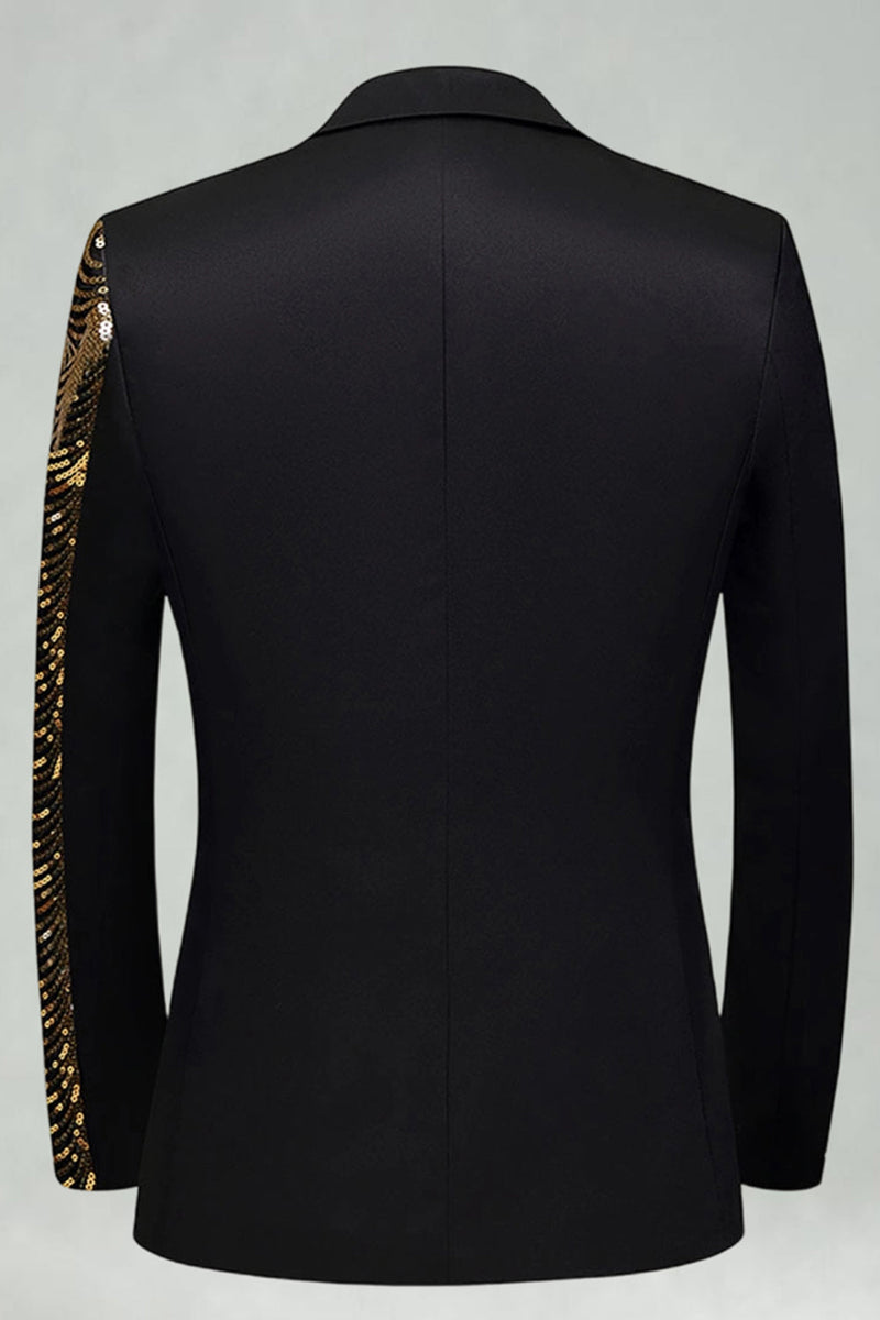 Laden Sie das Bild in den Galerie-Viewer, Glitzernde Goldene Revers 2-teilige Herrenabschlussballanzüge