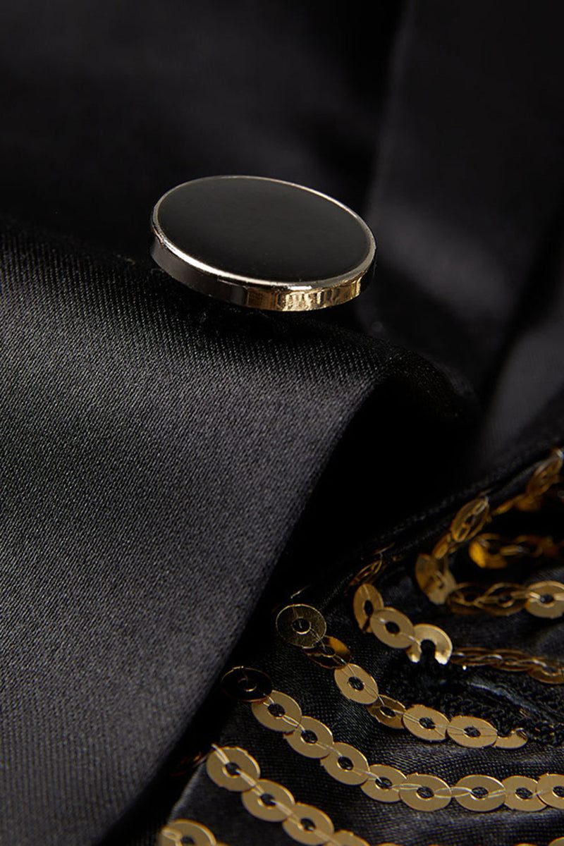 Laden Sie das Bild in den Galerie-Viewer, Glitzernde Goldene Revers 2-teilige Herrenabschlussballanzüge