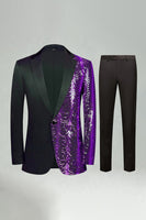 Laden Sie das Bild in den Galerie-Viewer, Glitzernde Goldene Revers 2-teilige Herrenabschlussballanzüge