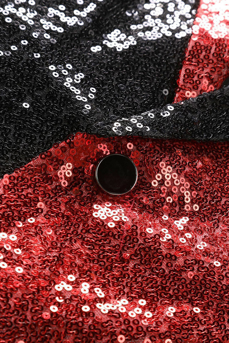 Laden Sie das Bild in den Galerie-Viewer, Schwarzer Schal mit Revers und Pailletten Herrenabschlussball-Blazer