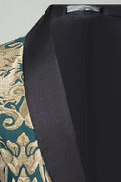 Laden Sie das Bild in den Galerie-Viewer, Grüne Jacquard 2-teilige Schal Revers Herren Abschlussballanzüge