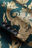 Laden Sie das Bild in den Galerie-Viewer, Grüne Jacquard 2-teilige Schal Revers Herren Abschlussballanzüge