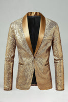 Laden Sie das Bild in den Galerie-Viewer, Glitzernder Grüner Schal Revers Herren Abschlussball Blazer