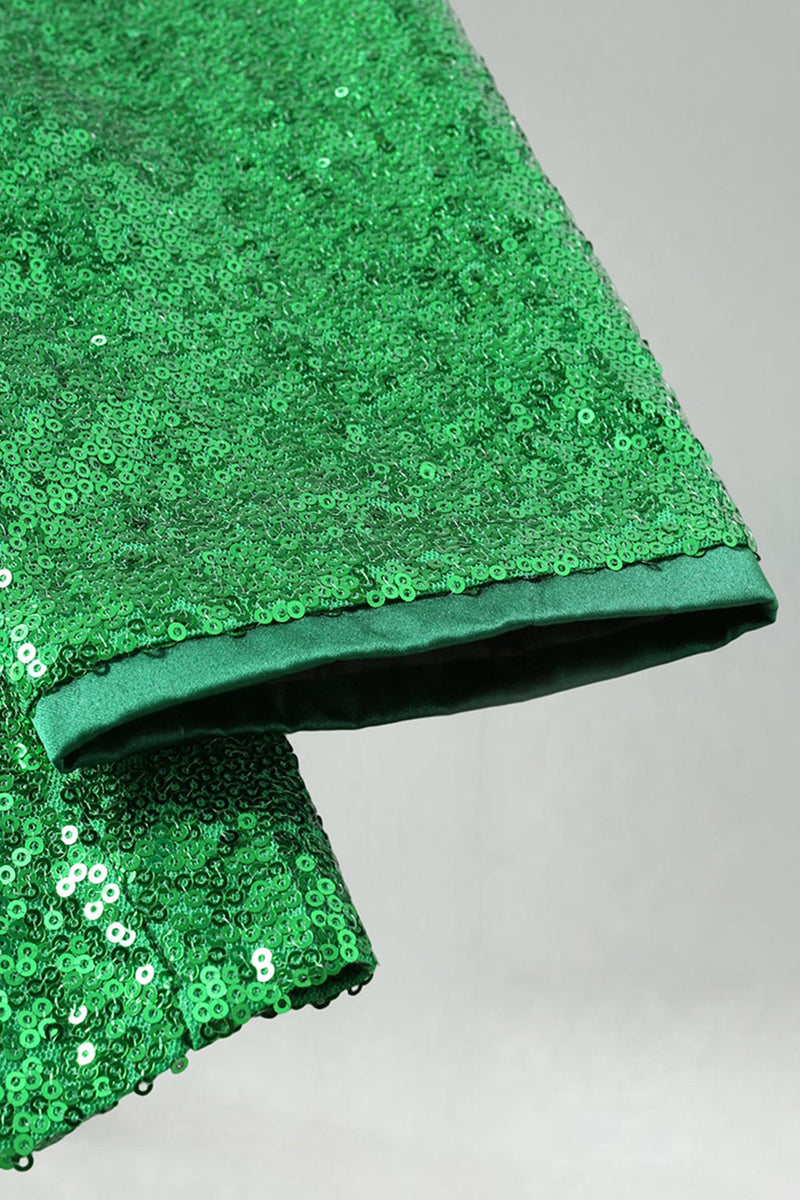 Laden Sie das Bild in den Galerie-Viewer, Glitzernder Grüner Schal Revers Herren Abschlussball Blazer