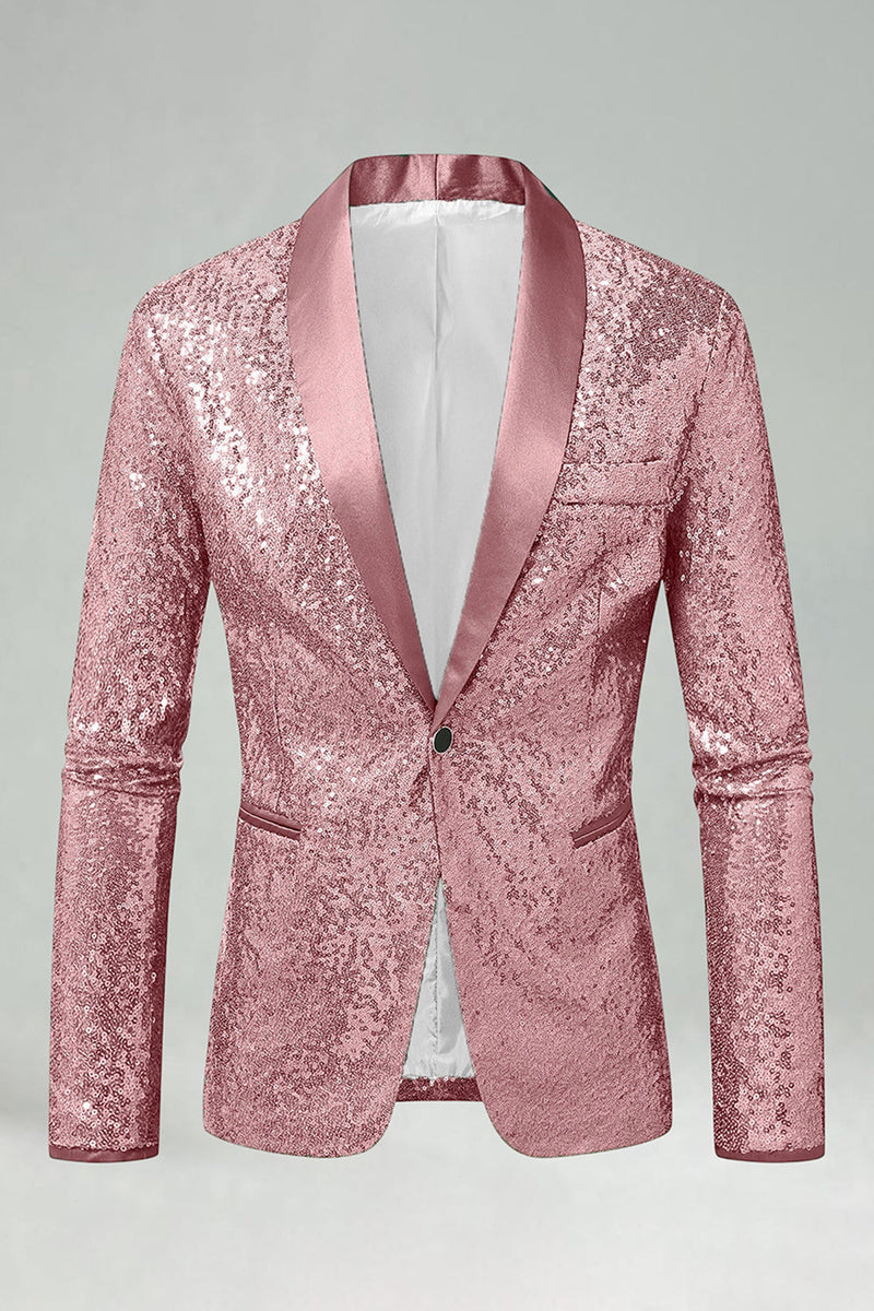 Laden Sie das Bild in den Galerie-Viewer, Glitzernder Grüner Schal Revers Herren Abschlussball Blazer