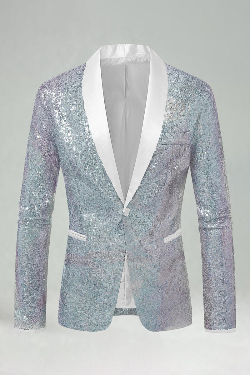 Laden Sie das Bild in den Galerie-Viewer, Glitzernder Grüner Schal Revers Herren Abschlussball Blazer