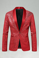 Laden Sie das Bild in den Galerie-Viewer, Glitzernder Grüner Schal Revers Herren Abschlussball Blazer