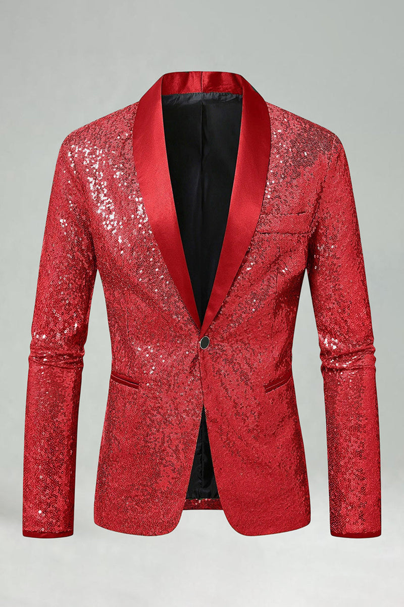 Laden Sie das Bild in den Galerie-Viewer, Glitzernder Grüner Schal Revers Herren Abschlussball Blazer