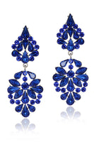 Laden Sie das Bild in den Galerie-Viewer, Glitzernde Rosa Blumenförmige Lange Abschlussball Ohrringe mit Strasssteinen