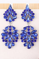 Laden Sie das Bild in den Galerie-Viewer, Glitzernde Rosa Blumenförmige Lange Abschlussball Ohrringe mit Strasssteinen