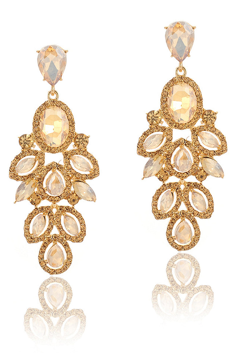 Laden Sie das Bild in den Galerie-Viewer, Glitzernde Dunkelgrüne  Blattförmige Lange Abschlussball-Ohrringe mit Strasssteinen