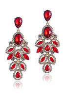 Laden Sie das Bild in den Galerie-Viewer, Glitzernde Dunkelgrüne  Blattförmige Lange Abschlussball-Ohrringe mit Strasssteinen