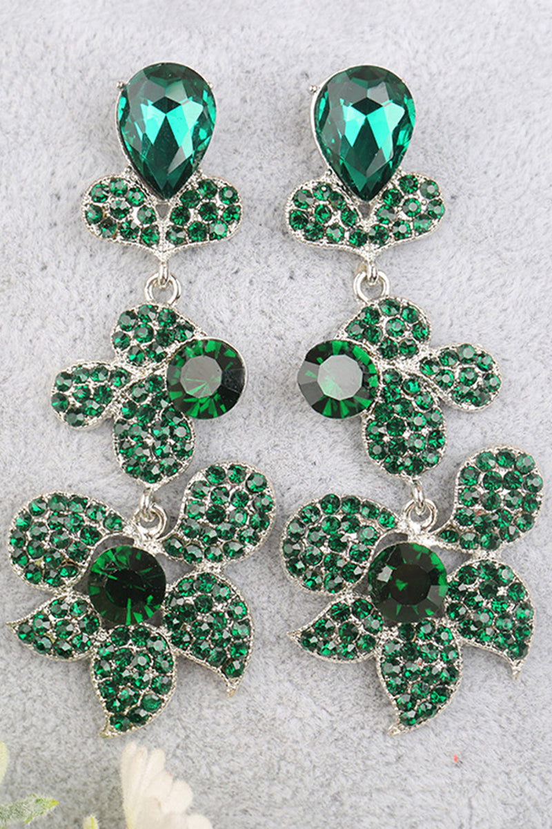 Laden Sie das Bild in den Galerie-Viewer, Glitzernde Goldenen Blumenförmige Strassstein Abschlussball Ohrringe