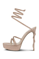 Laden Sie das Bild in den Galerie-Viewer, Glitzernde Schwarze Goldene Plateau Stilettos Hohe Absätze mit Strasssteinen