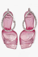 Laden Sie das Bild in den Galerie-Viewer, Glitzernde Dunkelgrüne Strassstein Stilettos Hohe Absätze Sandale mit Knöchelkette