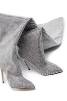 Laden Sie das Bild in den Galerie-Viewer, Glitzernde Silberne Strass- Stilettos über dem Knie Abschlussballstiefel