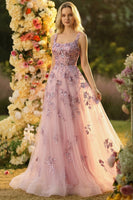Laden Sie das Bild in den Galerie-Viewer, Blush A-Linie Gesticktes Quadratischer Ausschnitt Langes Tüll Ballkleid