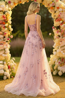 Laden Sie das Bild in den Galerie-Viewer, Blush A-Linie Gesticktes Quadratischer Ausschnitt Langes Tüll Ballkleid