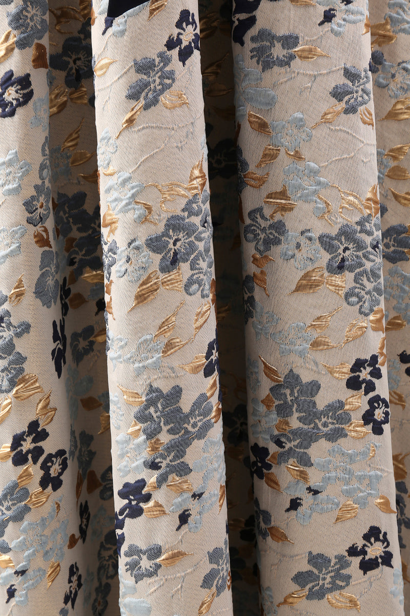 Laden Sie das Bild in den Galerie-Viewer, Marineblaues Jacquard 3/4 Ärmel A-Linie Langes Mutter der Braut Kleid mit Bowknoten