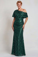 Laden Sie das Bild in den Galerie-Viewer, Glitzerndes Champagner Langes Pailletten Mutter der Braut Kleid
