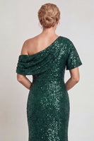 Laden Sie das Bild in den Galerie-Viewer, Glitzerndes Champagner Langes Pailletten Mutter der Braut Kleid