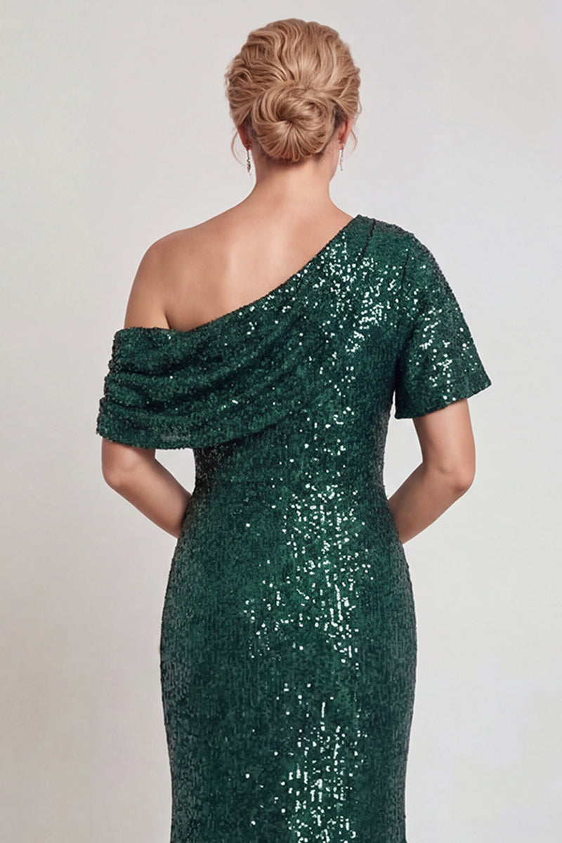 Laden Sie das Bild in den Galerie-Viewer, Glitzerndes Champagner Langes Pailletten Mutter der Braut Kleid