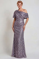 Laden Sie das Bild in den Galerie-Viewer, Glitzerndes Champagner Langes Pailletten Mutter der Braut Kleid