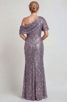 Laden Sie das Bild in den Galerie-Viewer, Glitzerndes Champagner Langes Pailletten Mutter der Braut Kleid