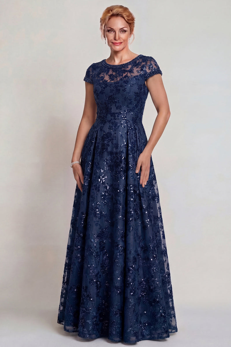 Laden Sie das Bild in den Galerie-Viewer, Glitzerndes Burgunderrotes A-Linie Mutter der Braut Kleid