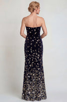 Laden Sie das Bild in den Galerie-Viewer, Glitzerndes Schwarzes Silbernes Trägerloses Meerjungfrauen Mutter der Braut Kleid mit Pailletten