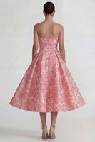 Laden Sie das Bild in den Galerie-Viewer, Blush Jacquard Trägerloses A-Linie Midi Kleid