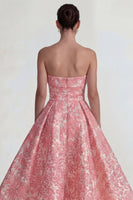 Laden Sie das Bild in den Galerie-Viewer, Blush Jacquard Trägerloses A-Linie Midi Kleid