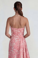 Laden Sie das Bild in den Galerie-Viewer, Blush Jacquard Rüschendes Trägerloses Sheath Langes Festkleid mit Schlitz