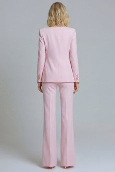 2-teilige Pink Peak Revers Doppelreihige Slim Fit Abschlussballanzüge