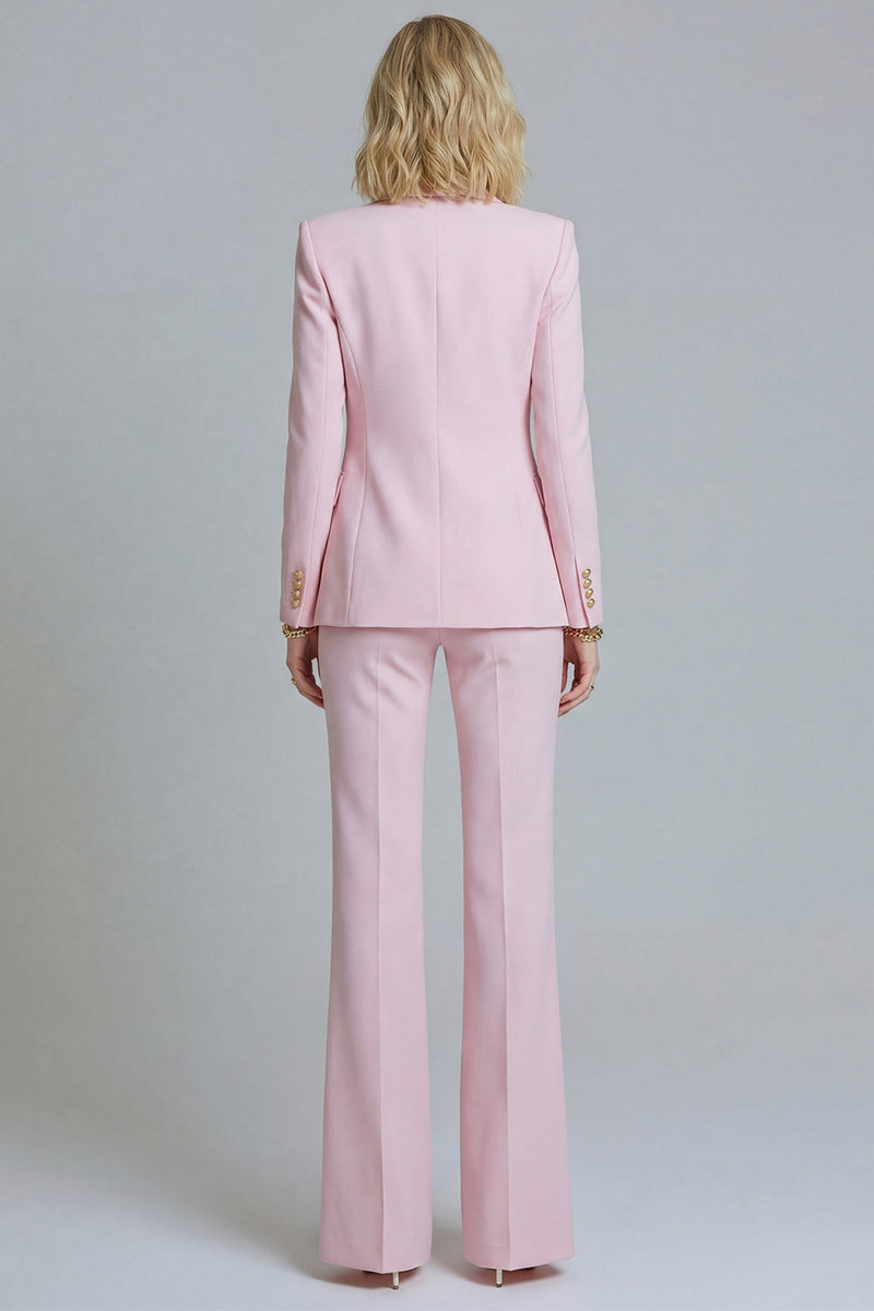 Laden Sie das Bild in den Galerie-Viewer, 2-teilige Pink Peak Revers Doppelreihige Slim Fit Abschlussballanzüge