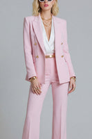 Laden Sie das Bild in den Galerie-Viewer, 2-teilige Pink Peak Revers Doppelreihige Slim Fit Abschlussballanzüge