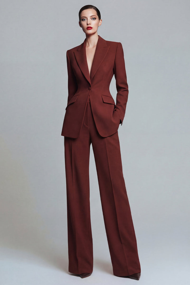 Laden Sie das Bild in den Galerie-Viewer, 2-teilige Peak Revers Burnt Orange Damen Arbeitsanzüge mit Taschen