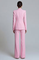 Laden Sie das Bild in den Galerie-Viewer, Rosa Peak Revers Zweiteilige Einknopf Damen Arbeitsanzüge