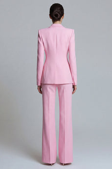 Rosa Peak Revers Zweiteilige Einknopf Damen Arbeitsanzüge