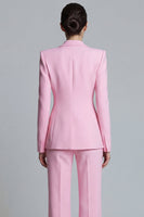 Laden Sie das Bild in den Galerie-Viewer, Rosa Peak Revers Zweiteilige Einknopf Damen Arbeitsanzüge